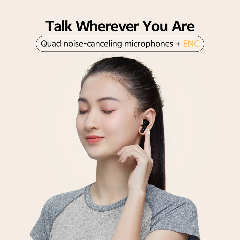 QCY T13 True Wireless Earbuds, ENC Noise Cancelling, 40H Playtime
