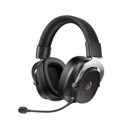 Heroad VT200 Tri-Mode Gaming Headset with Microphone, Over-Ear Design, Black and Silver Finish, Ideal for Gamers.