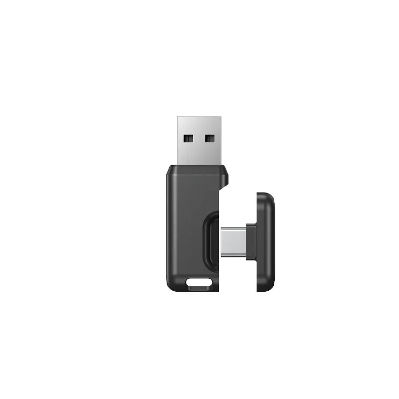 USB flash drive with metallic casing and retractable connector for data storage