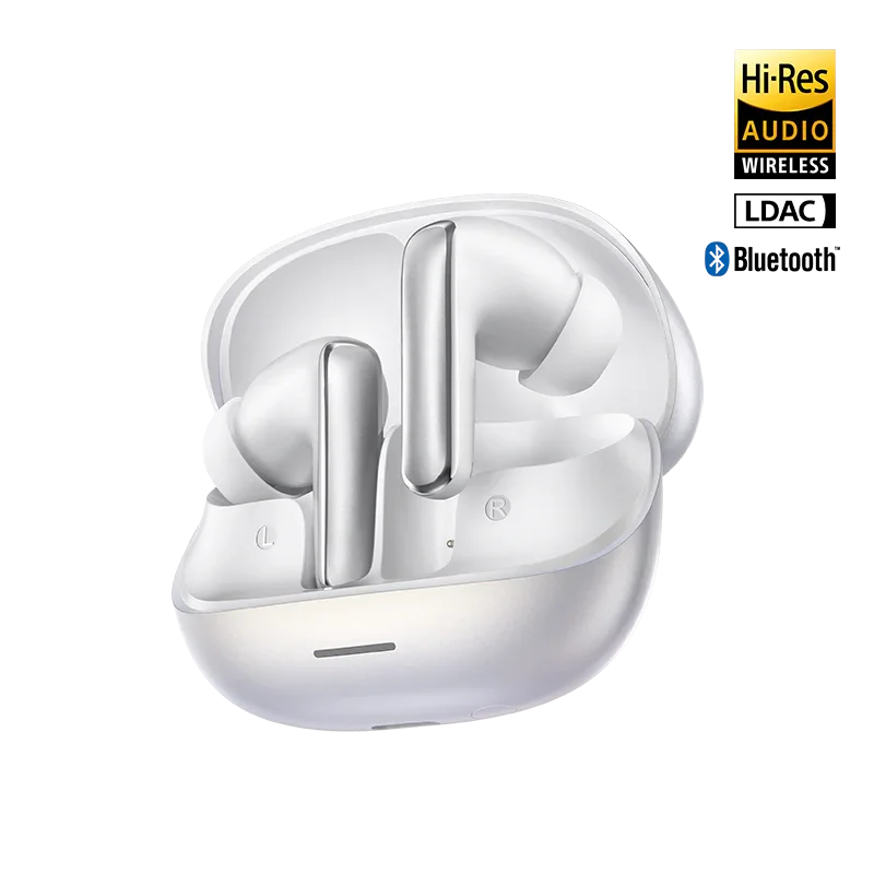 MeloBuds N65 White True Wireless Earbuds with Hi-Res Audio, LDAC & Bluetooth - Open Charging Case View
