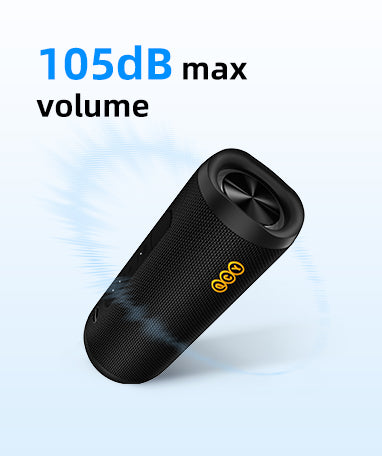 Black Portable Bluetooth Speaker with 105dB Max Volume, Wireless Stereo Sound for Outdoor Use