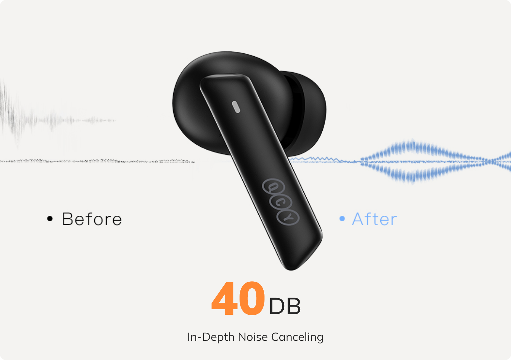 QCY T13 ANC Wireless Earbuds with 40dB Noise Canceling.