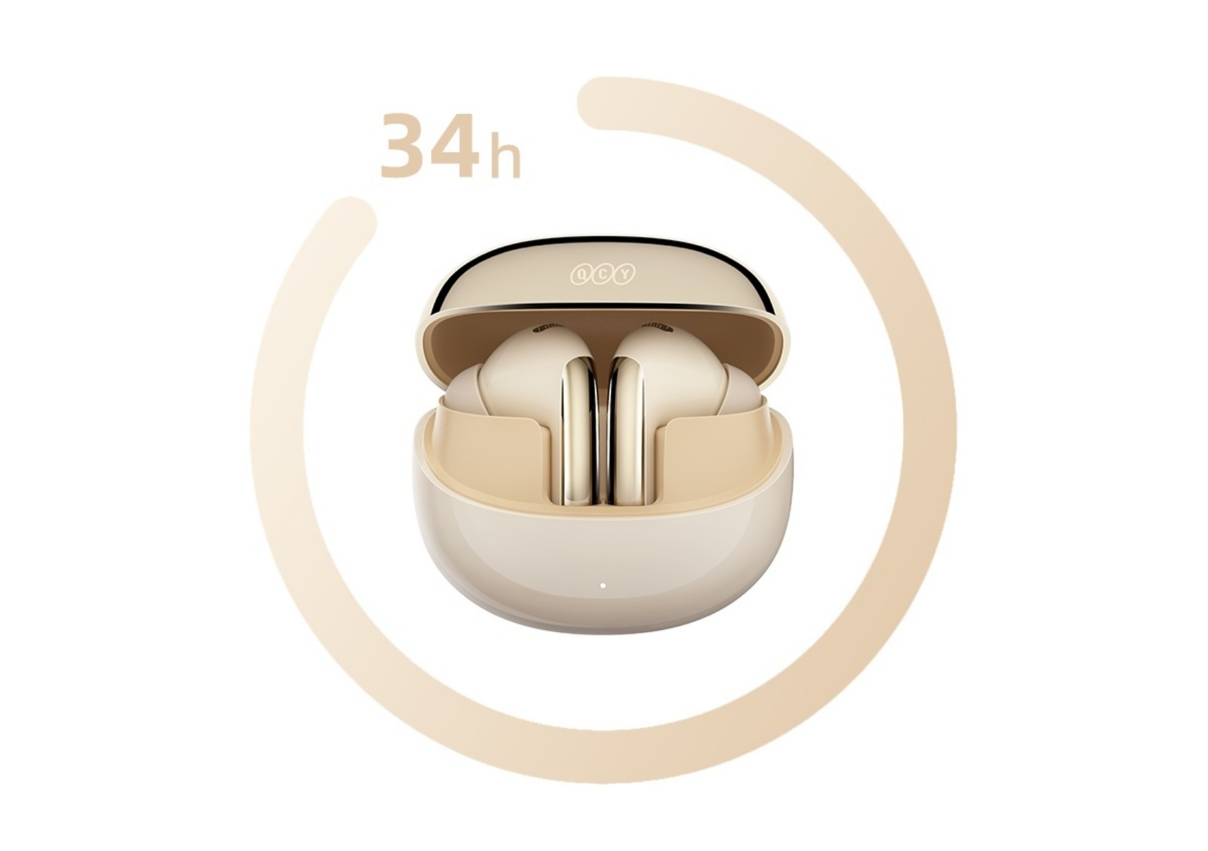 QCY T13 True Wireless Earbuds, 34h Battery Life, Beige Color