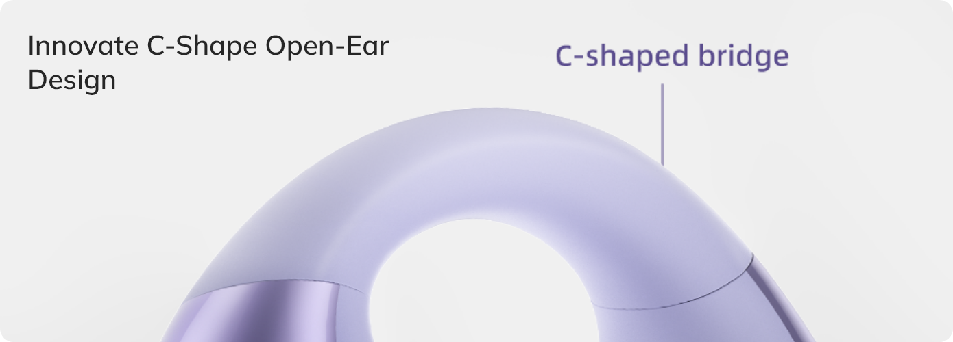 Innovate C-Shape Open-Ear Wireless Headphones with C-shaped bridge design, lavender color.