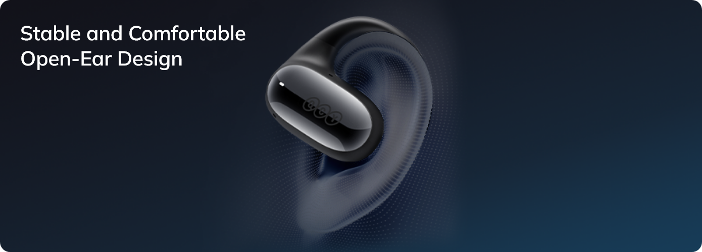 Stable open-ear wireless earbuds for comfortable all-day wear.