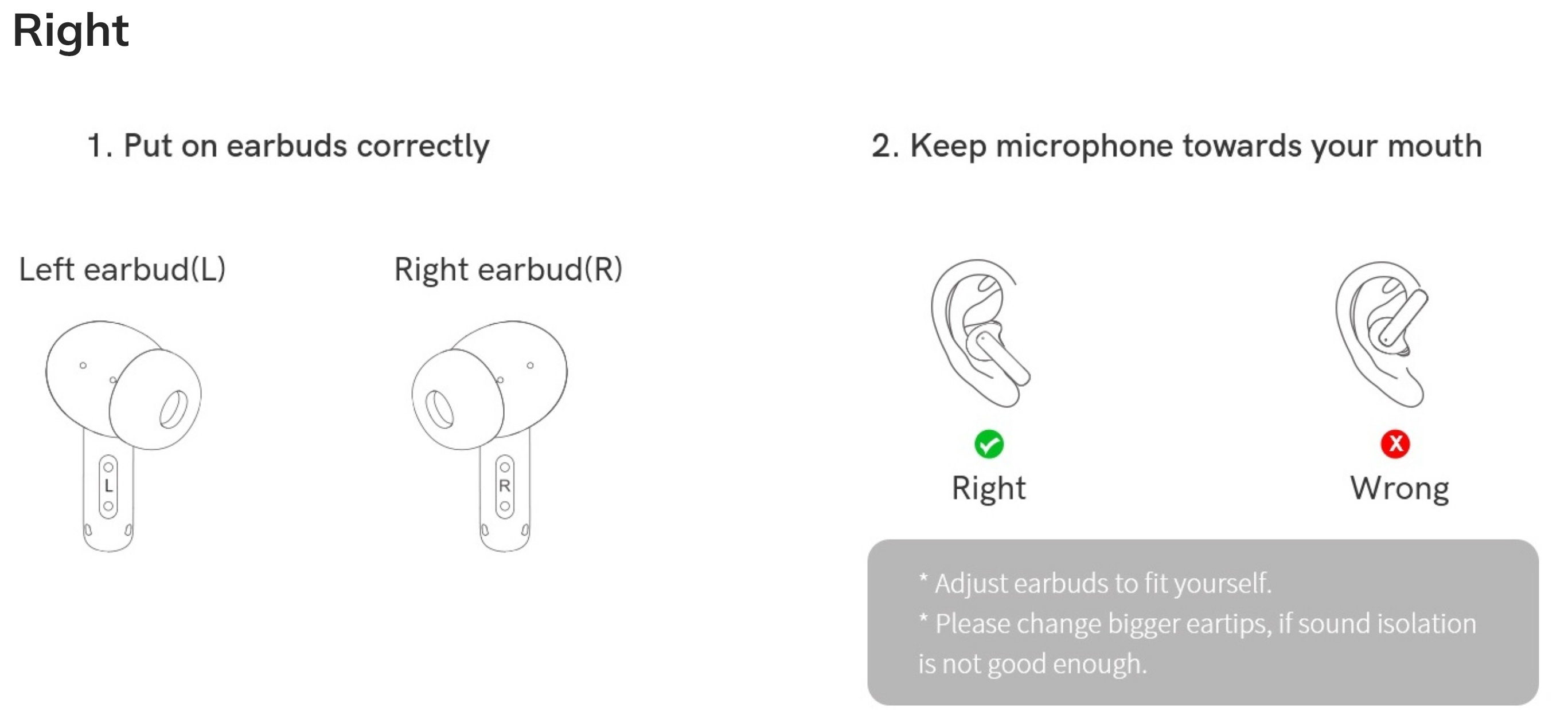 Wireless Earbuds Installation Guide: Correct Left/Right Fit & Mic Positioning for Optimal Sound Isolation