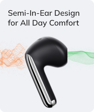 Black semi-in-ear wireless earbud for all-day comfort