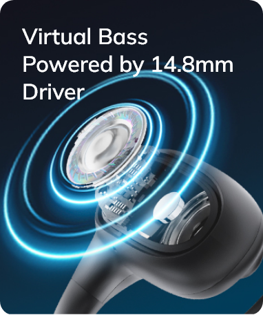 Virtual Bass Wireless Earbuds with 14.8mm Driver for Deep Sound