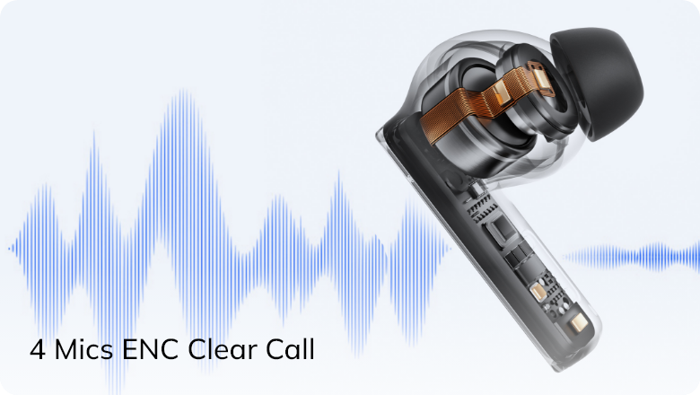 True Wireless Earbuds with 4 Mics ENC Clear Call Technology