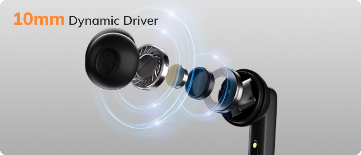 10mm Dynamic Driver Wireless Earbuds Internal Structure View