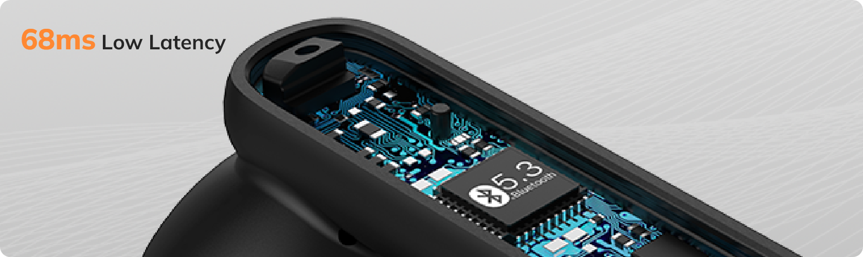 Wireless Gaming Mouse Internal View 68ms Low Latency Bluetooth 5.3 PCB Circuitry Black