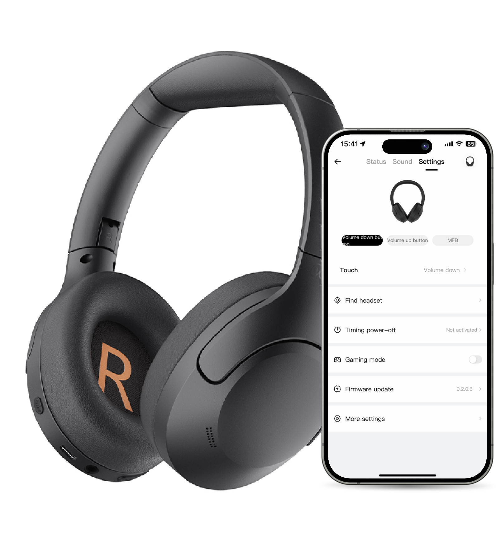 Raycon E55 Wireless Headphones - Black Over-Ear Bluetooth with App Control