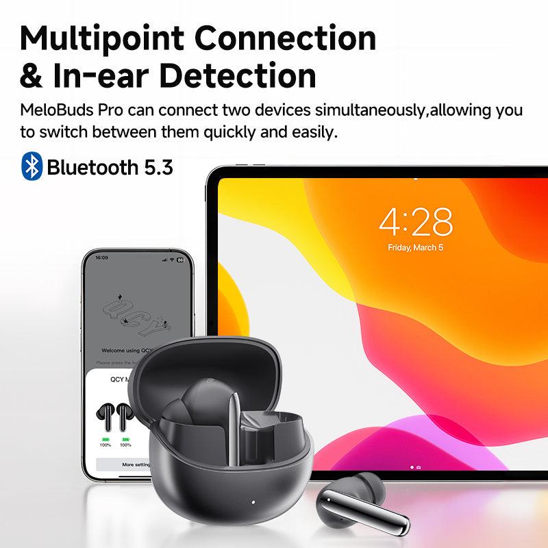 QCY MeloBuds Pro Wireless Earbuds, 46dB Hybrid ANC, Hi-Res